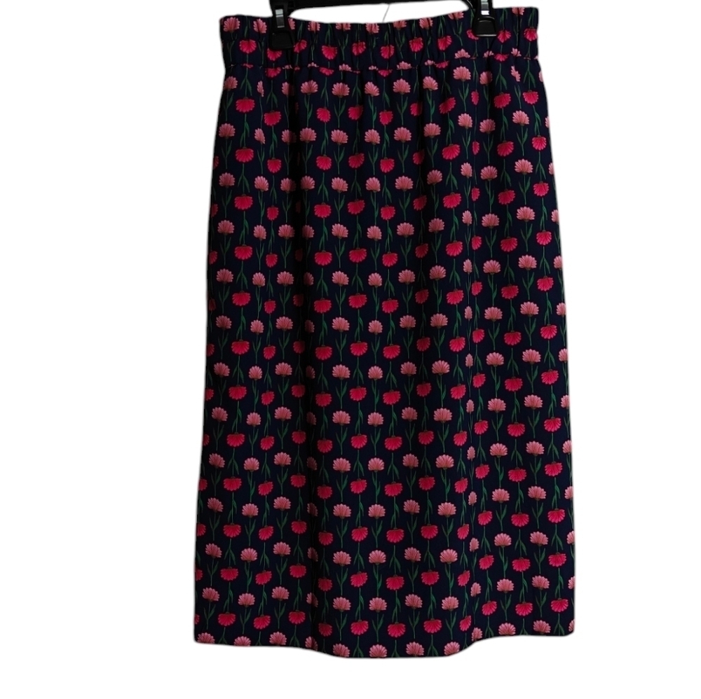 J. CREW NWT Navy Blue Pink Floral Print Midi Skirt Size XSmall